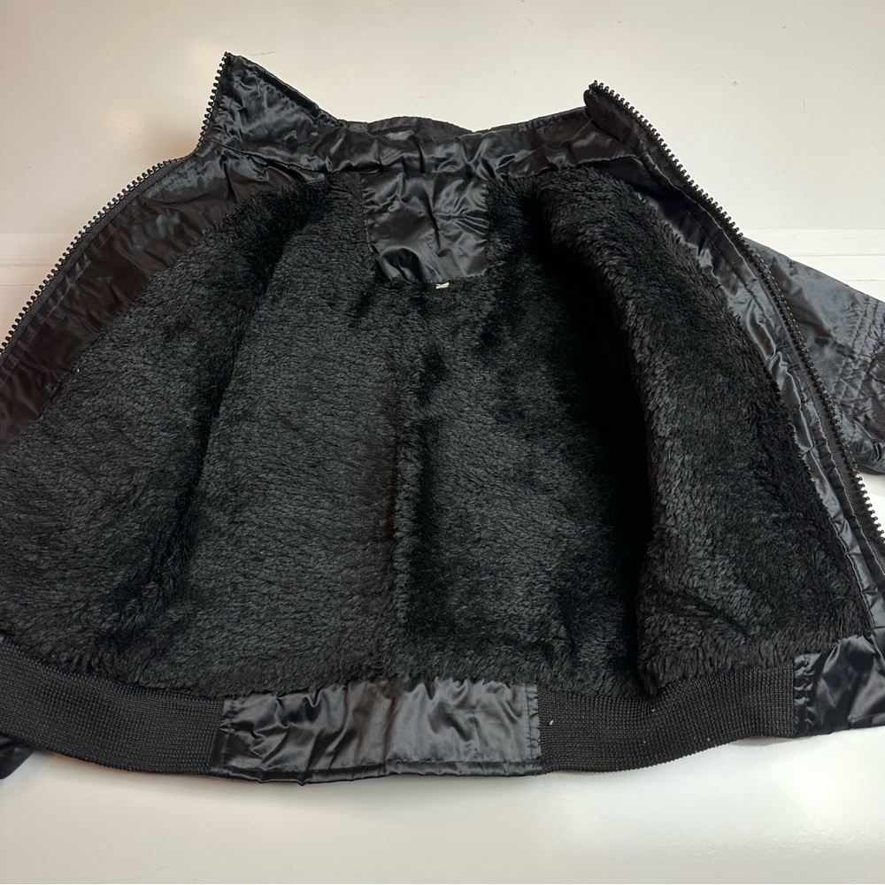 Y2K Moto Puffer Jacket | Kids Racing Stripe Embroidered Black Nylon Coat 3T-4T - Picture 11 of 11